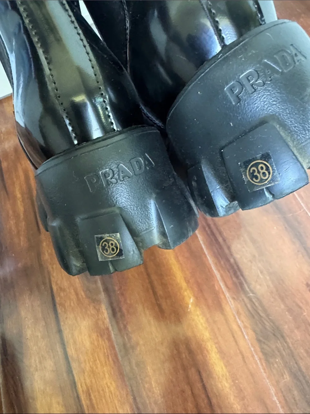 Prada copy  my monolith Black Patent Leather Platform Chelsea Boots